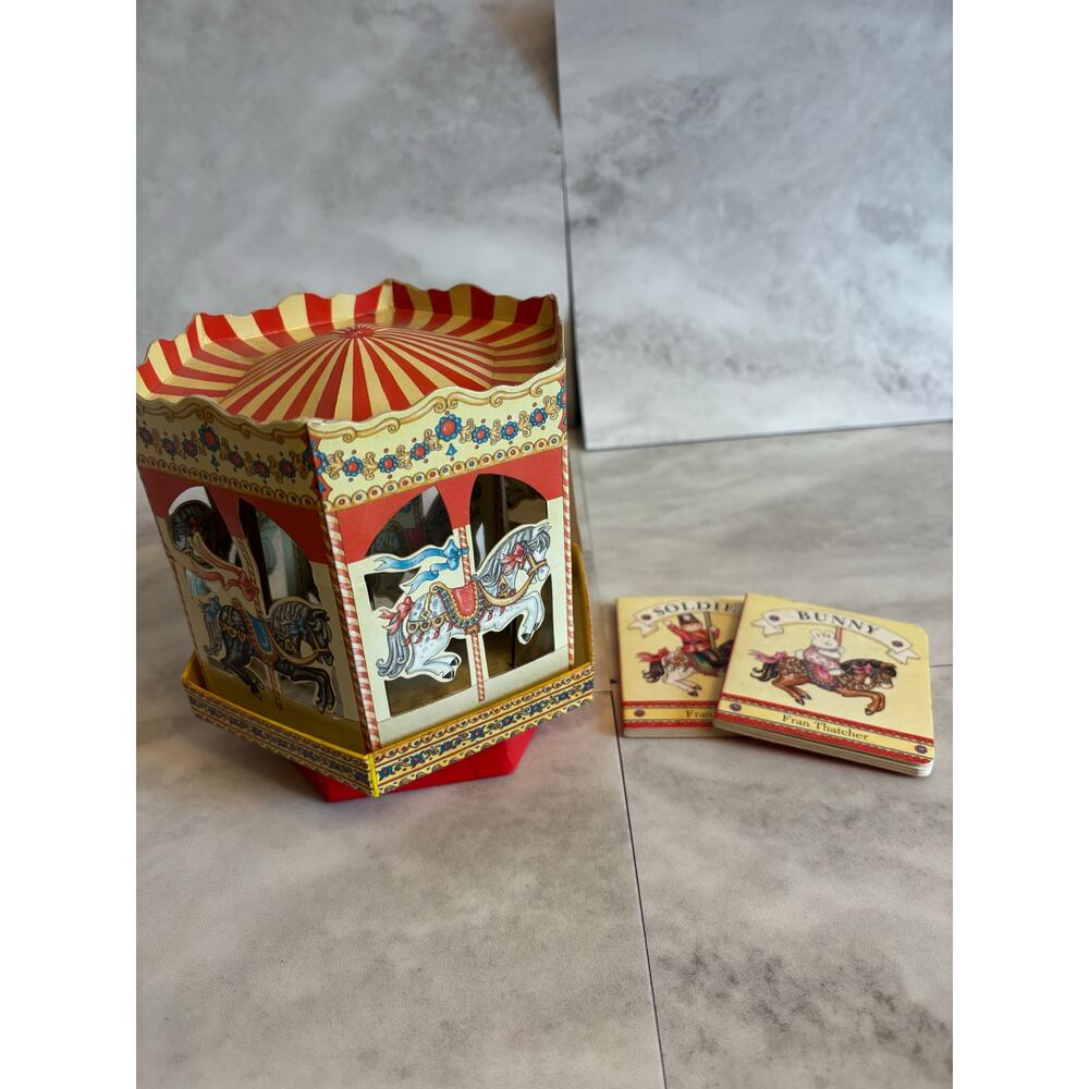 VINTAGE TOY CARDBOARD CAROUSEL Wind-Up "MY MUSICAL MERRY GO ROUND" Tested